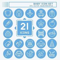 Icon Set Baby. suitable for Kids symbol. blue eyes style. simple design editable. design template vector. simple illustration vector