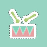 Sticker line cut Toy Drum. suitable for Kids symbol. simple design editable. design template vector. simple illustration vector