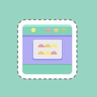Sticker line cut Oven. suitable for Bakery symbol. simple design editable. design template vector. simple illustration vector