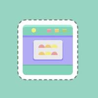 Sticker line cut Oven. suitable for Bakery symbol. simple design editable. design template vector. simple illustration vector