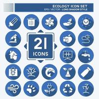 Icon Set Ecology. suitable for education symbol. long shadow style. simple design editable. design template vector. simple illustration vector