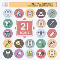 Icon Set Dental. suitable for medicine symbol. color mate style. simple design editable. design template vector. simple illustration vector