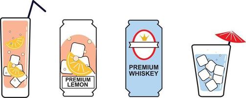 Vector design illustration icon color of liquor, highball, chuhai, sour