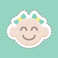 Sticker line cut Baby Girl. suitable for Kids symbol. simple design editable. design template vector. simple illustration vector