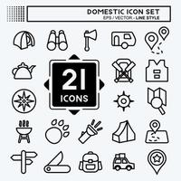 Icon Set Domestic. suitable for education symbol. line style. simple design editable. design template vector. simple illustration vector