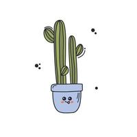 Cute cactus in a flower pot vector