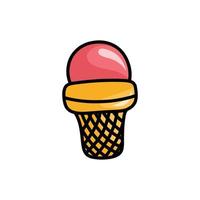 Raspberry ice cream, cartoon illustration vector