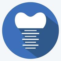 icono de implante dental. adecuado para el símbolo de la medicina. estilo de sombra larga. diseño simple editable. vector de plantilla de diseño. ilustración sencilla