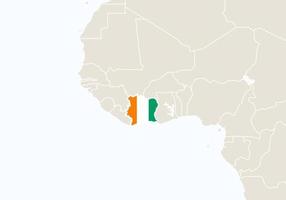 Africa with highlighted Ivory Coast map. vector