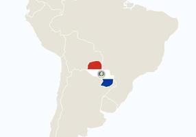 South America with highlighted Paraguay map. vector