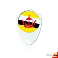 Brunei flag location map pin icon on white background. vector