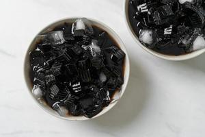 Black grass jelly with ice photo