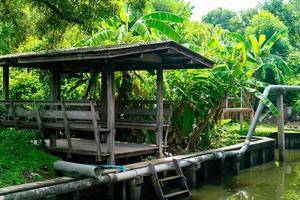wooden pavilion by the canal photo