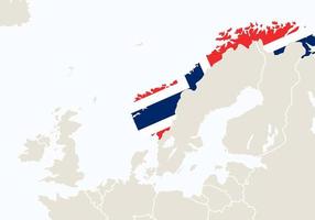 Europe with highlighted Norway map.