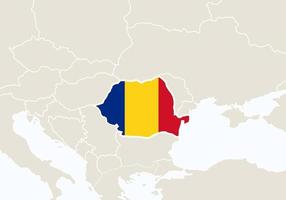 Europe with highlighted Romania map. vector