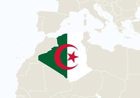 África con el mapa de Argelia resaltado. vector
