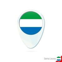 icono de pin de mapa de ubicación de bandera de sierra leona sobre fondo blanco. vector