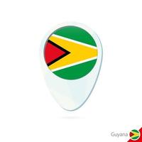 Guyana flag location map pin icon on white background. vector