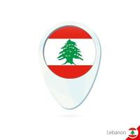 Lebanon flag location map pin icon on white background. vector