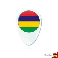 Mauritius flag location map pin icon on white background. vector