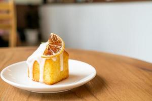 lemon pound cake on white plate photo