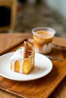 lemon pound cake on white plate photo