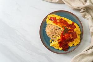 Flavored Fried Rice in an Omelet Wrapping photo