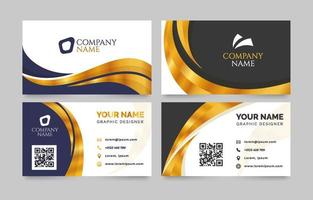 Luxury Golden Wavy Shapes Business Card Template vector