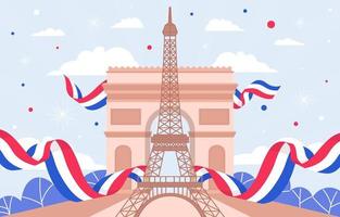 Bastille Day with France Flags Ribbon vector