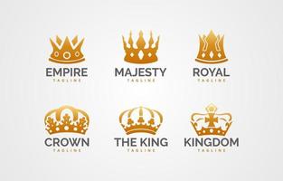 colección de logotipos de la corona dorada vector