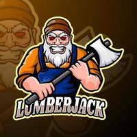 Lumberjack esport logo mascot design vector