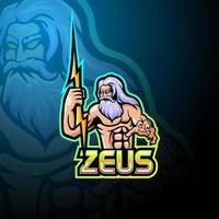 diseño de la mascota del logotipo de zeus esport vector
