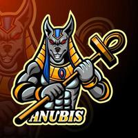 diseño de la mascota del logotipo de anubis esport vector