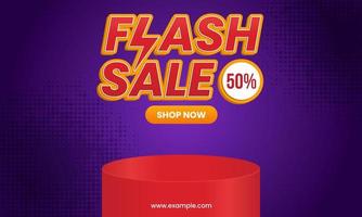 Flash Sale Banner Design Template with Text Effect vector