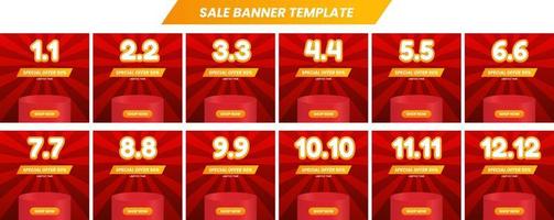 Set of Shopping Day Banner Design Template with Text Effect vector