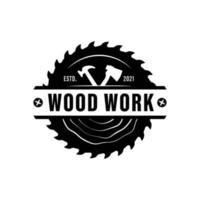 Wood Industries Company logo with the concept of saws and carpentry and classic and modern style vector