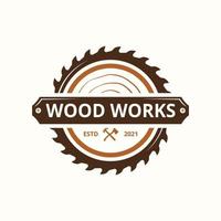 Wood Industries Company logo with the concept of saws and carpentry and classic and modern style vector