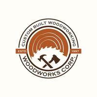 Wood Industries Company logo with the concept of saws and carpentry and classic and modern style vector