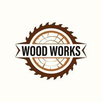 logotipo de la empresa de industrias madereras con el concepto de sierras y carpintería y estilo clásico y moderno