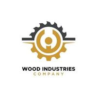 Wood Industries Company logo with the concept of saws and carpentry and classic and modern style vector