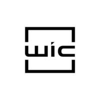 logotipo de wic, identidad de marca de la empresa de madera y tecnología, simple y futurista vector