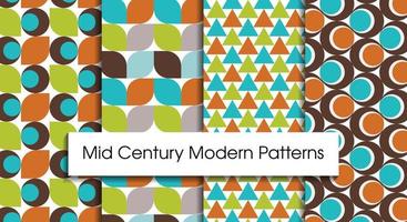 Mid century modern seamless patterns for tablecloth, oilcloth, bedclothes or other textile design vector