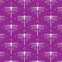 Seamless white and purple dragonfly pattern for backdrop, textile, wrapping paper vector