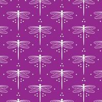 Seamless white and purple dragonfly pattern for backdrop, textile, wrapping paper vector