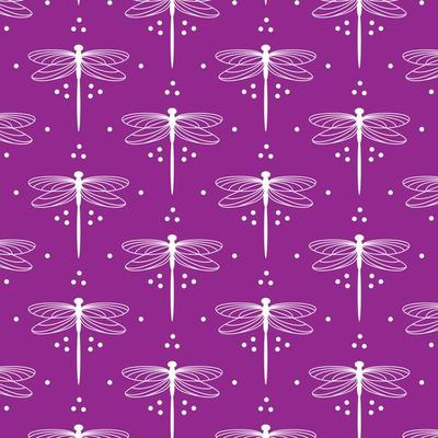 Seamless white and purple dragonfly pattern for backdrop, textile, wrapping paper