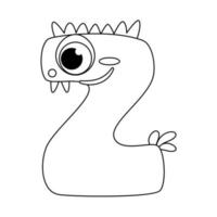 Letter Z. Monster english alphabet coloring page book for children with funny and sad monsters. Funny font of cartoon characters vector font letters of comic monster creature faces.