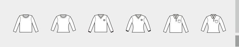 long sleeves white shirt, t-shirt, collared clothes with pocket for production clothing, advertisement, apparel textile use vector