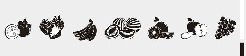 fruit set illustrations for drawing - fruit symbol logo silhouette vector