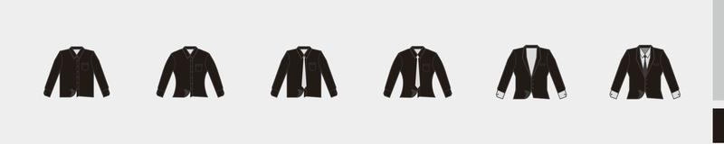 ropa formal con corbata y bolsillo. ropa formal de manga larga y esmoquin en colores negros para ropa de producción, publicidad, uso textil de ropa vector