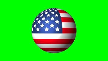 animazione della bandiera americana a forma rotonda su uno sfondo di schermo verde, felice festa dell'indipendenza del 4 luglio negli stati uniti. video